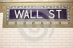 Wall Street Subway Station sign
