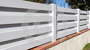 wall street white modern pvc barrier and fence around suburb house protect view home garden