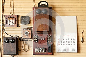 Wall of Telephone Equipment in Train Depot