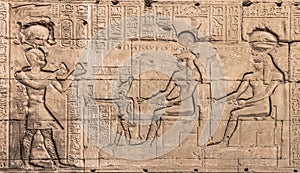Wall of the temple of Hathor at Dendera