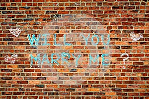 Wall with the text : Wll you marry me?