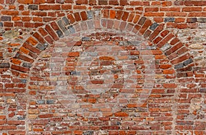 Wall texture with geometry with old red brick