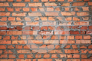 The wall texture of red bricks