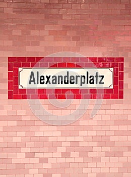 Wall of Tiles with the text ALEXANDERPLATZ which is the name of