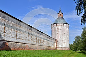Wall and tower in ancient fortress