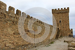 Wall and tower of medieval Genoese fortress
