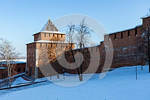 The wall and tower of the Nizhny Novgorod Kremlin