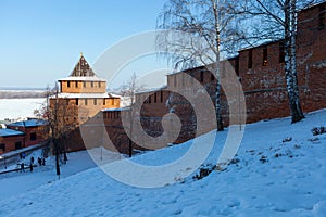 The wall and tower of the Nizhny Novgorod Kremlin