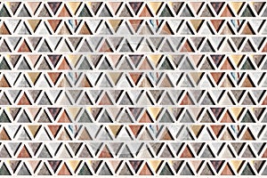 Wall with triangles of different materials in white frames