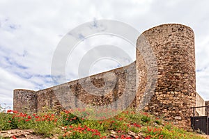 Wall and turrets of Castro Marim`s Castle`s inner Keep, Algarve, Portugal. photo