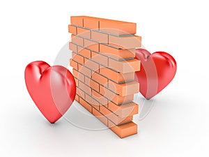 Wall and two hearts