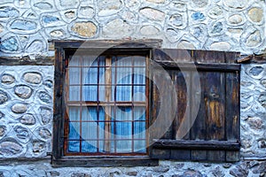 Wall with typical window, in Bansko