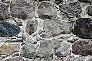 Wall of unregular round shaped granite blocks