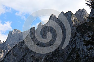 Wall of via ferrata Grosser Donnerkogel, Alps