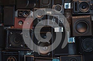 Wall of vintage loudspeakers