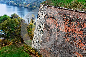 Wall of the Vysehrad Fortress in Prague