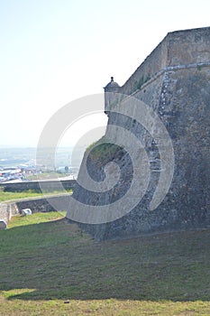 Wall and watchtower of the Fort of Our Lady of Grace in Elvas. Nature, Architecture, History, Street Photography. April 11, 2014. photo