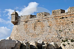 Wall with watchtower of the Peniche castle, Centro - Portugal