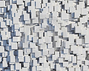 Wall of white cubes