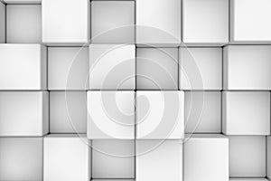 Wall of white cubes. Abstract background
