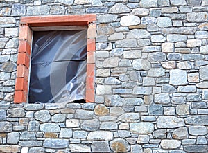 Wall and a window whitout glass