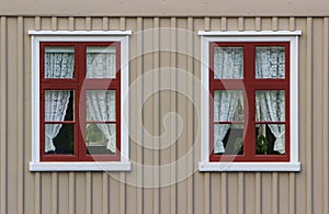 Wall with windows and curtains