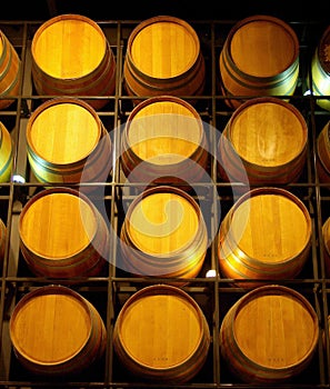 A Wall of Wine Barrels