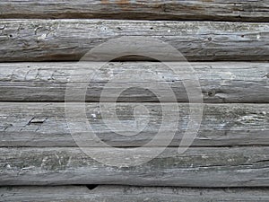 Wall of wooden logs