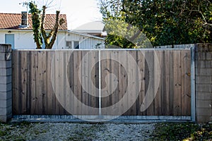 wall wooden slide fence street wood barrier modern house protect home garden