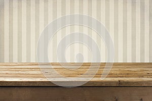 Wall and wooden tabletop photo