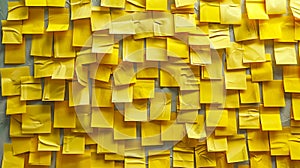 A wall of yellow post it notes