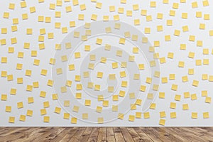 Wall with yellow sticky notes