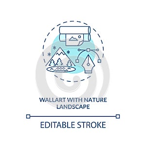 Wallart with nature landscape blue concept icon