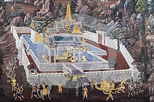 Walled Temple from the Ramakien Murals