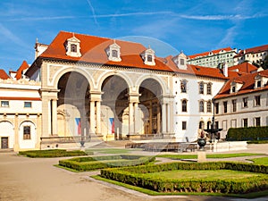 Wallenstein palace, the seat of Senate of Czech Republic, on sunny day. View from Wallenstein garden, Lesser Town