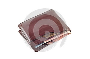 Wallet with baht isolated photo