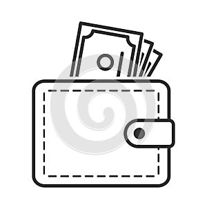 Wallet and Banknotes Outline Flat Icon