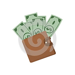 Wallet with bills dollars. Business concept