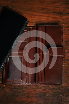 Wallet, cards, credit. Leather wallet