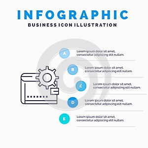 Wallet, Cash, Finance, Money, Personal, Purse, Making Line icon with 5 steps presentation infographics Background