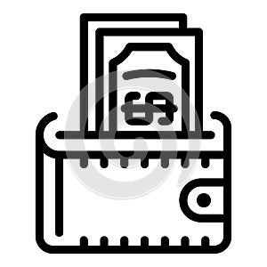 Wallet cash icon, outline style