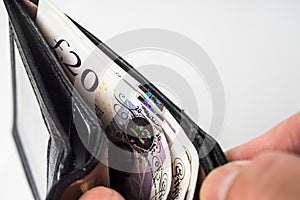 Wallet with cash notes