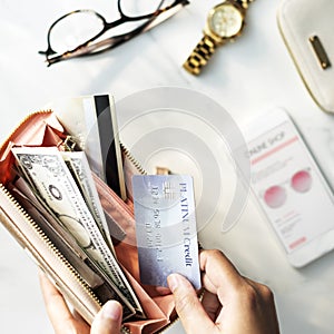 Wallet Credit Card Mobile Hands Concept