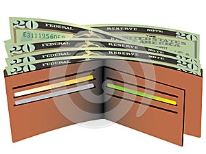 Wallet with dollar bills