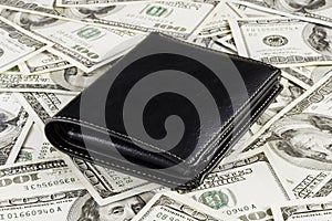 Wallet on Dollars Background