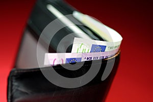 Wallet with euro bank notes