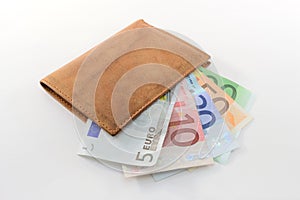 Wallet with euro banknotes photo