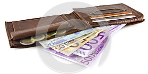 Wallet with Euro banknotes