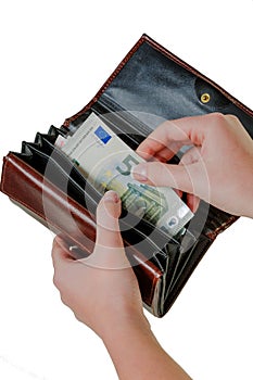 Wallet with euro bills