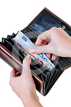 Wallet with euro bills